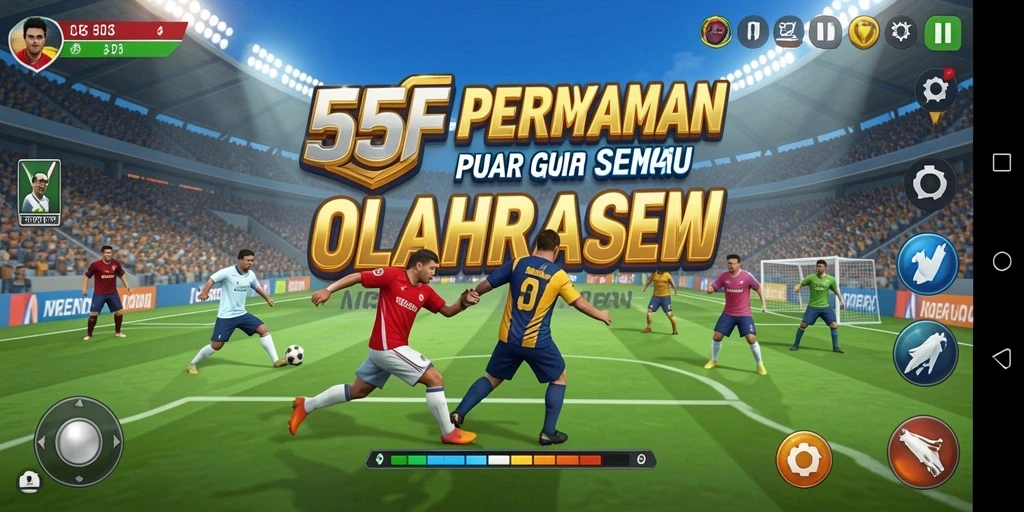 Screenshot utama 555F menampilkan aksi seru dalam permainan olahraga.