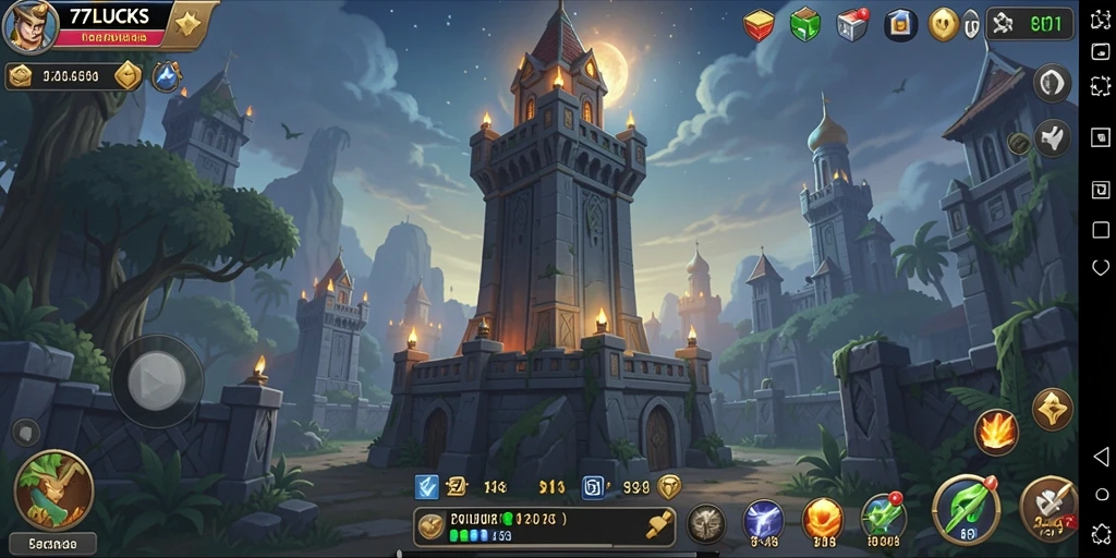 Tampilan menakjubkan dari gameplay Tower Defense di 77LUCKS.