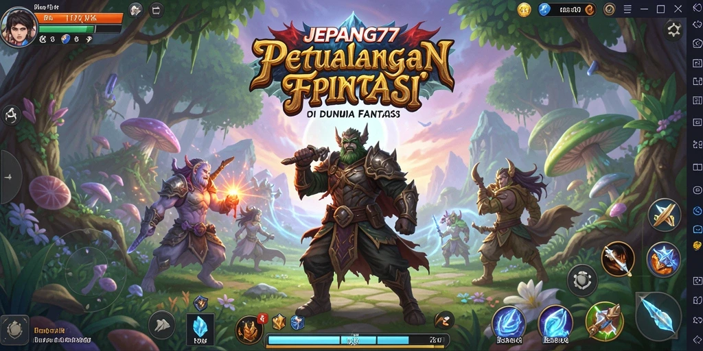 Screenshot utama JEPANG77 menampilkan petualangan seru di dunia fantasi.