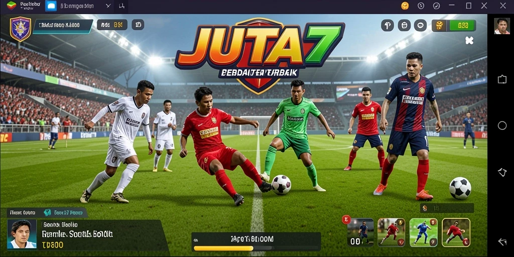 Tampilan gameplay seru sepak bola dalam JUTA7.