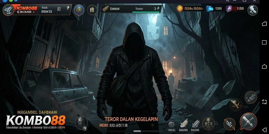 Tampilan gameplay KOMBO88 yang mencekam dan menakutkan.