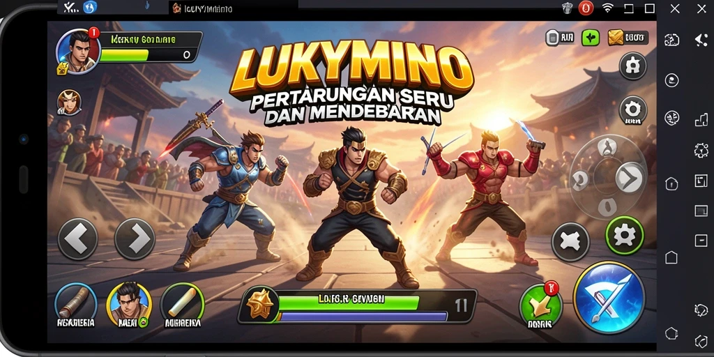 Tampilan gameplay LUKYMINO yang mendebarkan dalam pertarungan.