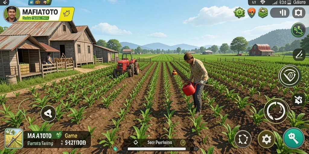 Tampilan gameplay <strong>MAFIATOTO</strong> yang menampilkan keindahan pertanian.