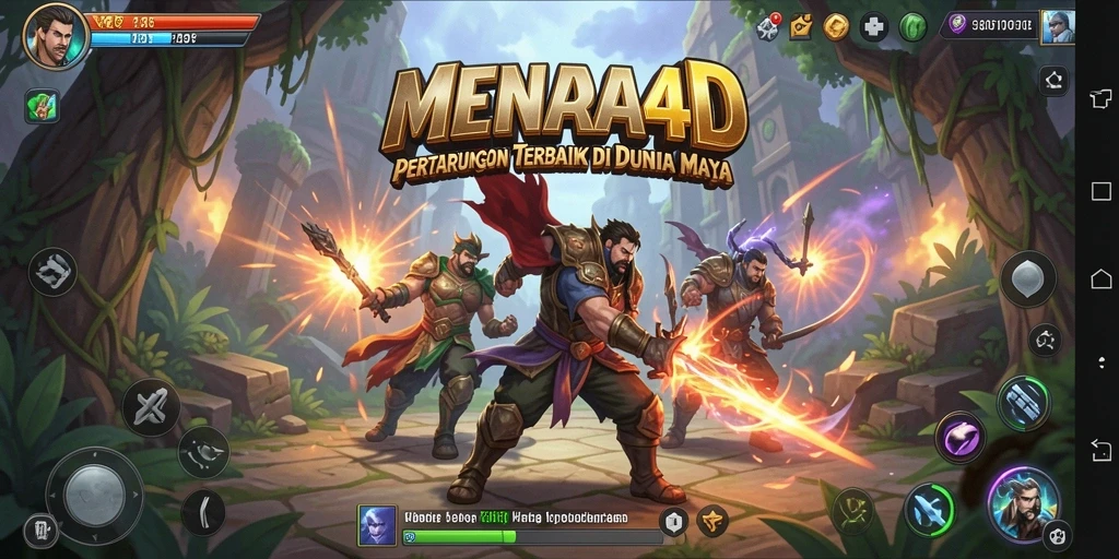Screenshot MENARA4D menampilkan aksi pertarungan yang menegangkan dan karakter yang berwarna.