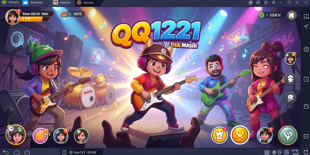 Screenshot QQ1221 menampilkan gameplay musik yang mengasyikkan.